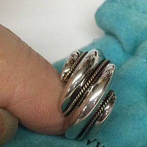 STUNNING!! Authentic Tiffany & Co. Sterling Silver and 18K Gold Shrimp Ring